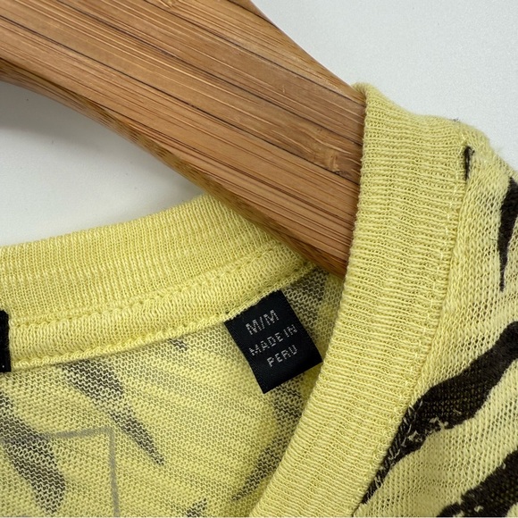 ATM Zebra Print Slub Jersey Schoolboy Crew Tee in Yellow Black Size M - Picture 6 of 11